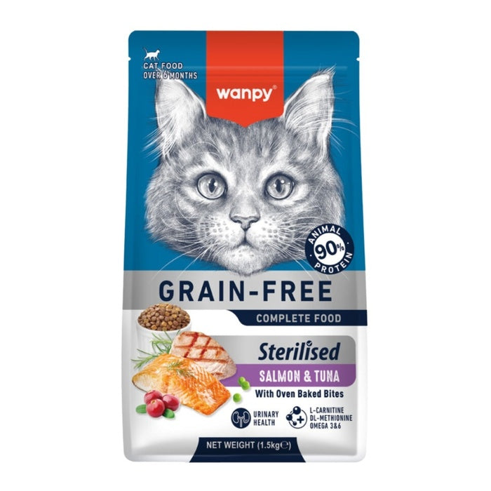 Wanpy Tahılsız Somon & Tuna Kısırlaştırılmış Kedi Maması 1,5 Kg