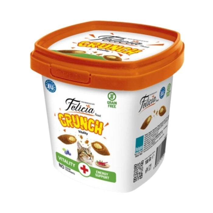 Felicia Vitality Kedi Crunch Ödül Maması Sığır Etli, Yaban Mersinli & Sütlü 100 Gr
