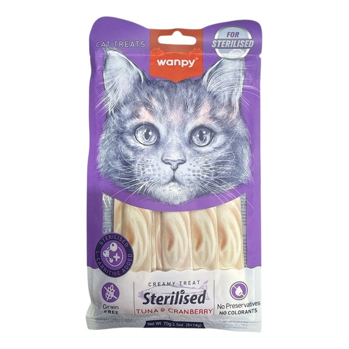 Wanpy Ton ve Kızılcıklı Kısırlaştırılmış Kedi Krema Ödülü 5x14 Gr