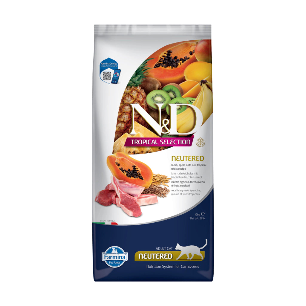 N&D Tropical Selection Kuzu Etli ve Tropikal Meyveli Kısırlaştırılmış Kedi Maması 10 Kg
