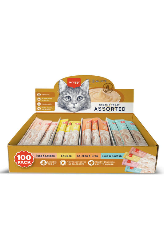 Wanpy Karışık 4 Lezzet Krema Kedi Ödülü 100'lü