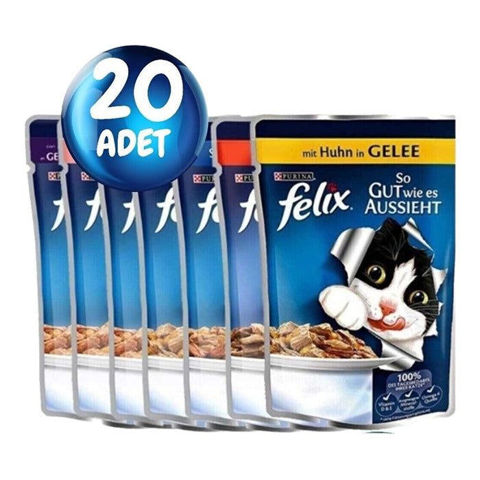 Felix Karışık Aromalı Pouch Yaş Mama  20'li Paket