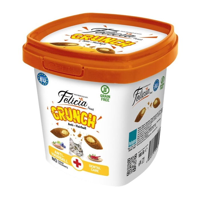 Felicia Hairball Kedi Crunch Ödül Maması Tavuklu, Yaban Mersinli & Sütlü 100 Gr