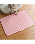 Kum ve Mama Matı Silikon Havuzlu Yıkanabilir Kedi Paspası 40x60 (Pembe)