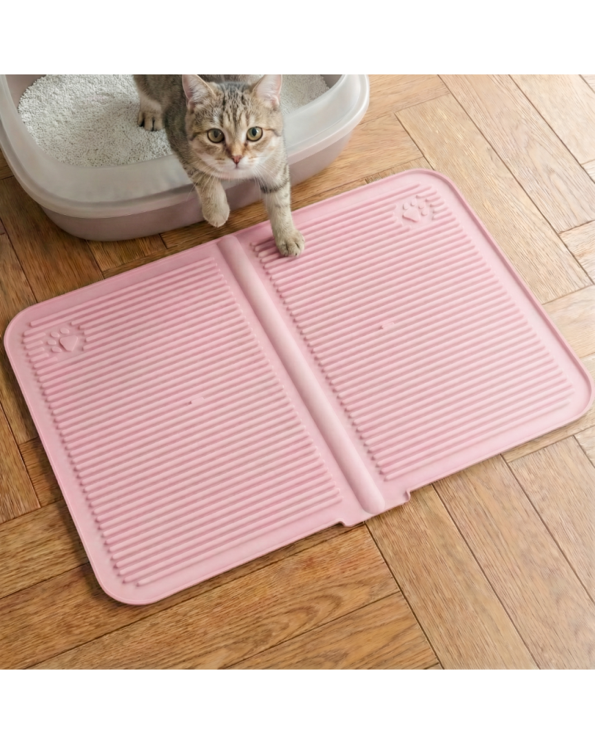 Kum ve Mama Matı Silikon Pembe 40x60