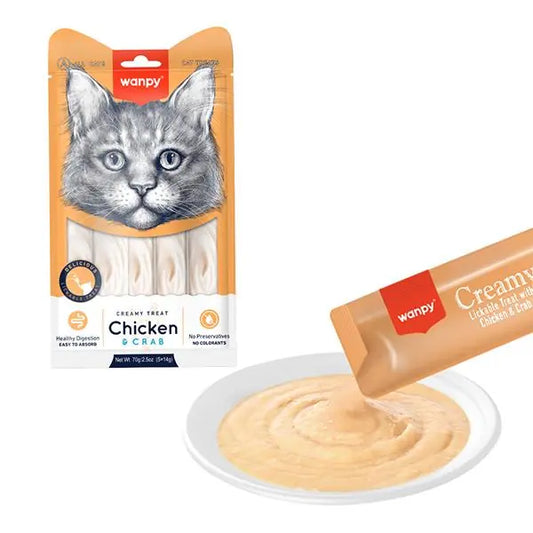 Wanpy Tavuk ve Yengeçli Krema Kedi Ödülü 5x14 Gr