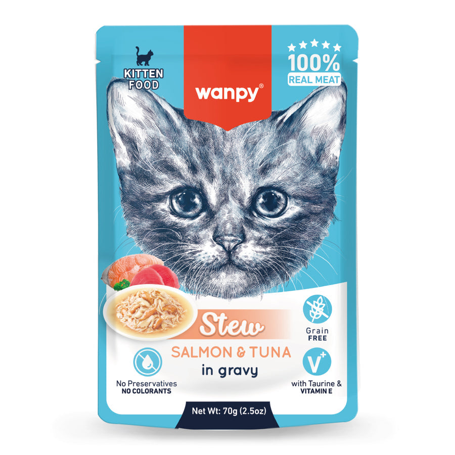 Wanpy Somon ve Ton Balıklı Yaş Kedi Maması Pouch 70g